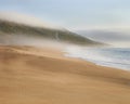 Foggy beach end the end of the afternoon Royalty Free Stock Photo