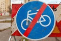 End of the bicycle lane sign Royalty Free Stock Photo