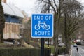 End of cycle route sign Royalty Free Stock Photo