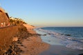 The end of the day - breathtaking Playa del Matorral in the rays of the sunset, Morro Jable, Fuerteventura Royalty Free Stock Photo