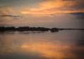 End of the day at the meeting of the rivers parnaÃÂ­ba and poty in brazil