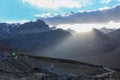 End of Day 1 trekking kora around mountain Kailash sunset view pilgrimage route near Darchen, Tibet, Asia Royalty Free Stock Photo