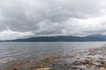 End of fjord. Beautiful Norwegian landscape. view of the fjords. Norway ideal fjord reflection in clear water In cloudy weather. Royalty Free Stock Photo