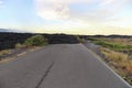 End of highway leading to the coast blocked by black lava Royalty Free Stock Photo