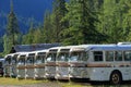 Sandon Ghost Town with Historic Buses in the Selkirk Mountains, BC, Canada