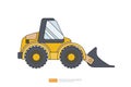 end loader vehicle flat. bulldozer quarry machine. stone wheel yellow digger. backhoe front loader truck. work tractor excavator.