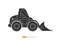 end loader vehicle flat cartoon. bulldozer quarry machine. stone wheel Silhouette digger. backhoe front loader truck. work tractor Royalty Free Stock Photo