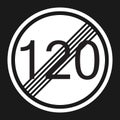 End maximum speed limit 120 sign flat icon Royalty Free Stock Photo