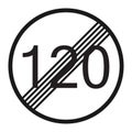 End maximum speed limit 120 sign line icon Royalty Free Stock Photo