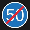 End Minimum Speed Sign 50 flat icon Royalty Free Stock Photo