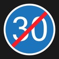 End Minimum Speed Sign 30 flat icon Royalty Free Stock Photo