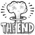 The End mushroom cloud sketch Royalty Free Stock Photo