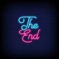 The End Neon Signs Style Text Vector Royalty Free Stock Photo