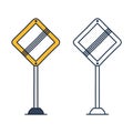 End Priority traffic sign of main road in shape of rhombus. Flat vector design for infographic poster, mobile app