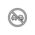The end of prohibition of overtaking road sign line icon