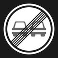 The end of prohibition overtaking sign flat icon