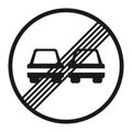 The end of prohibition overtaking sign line icon