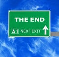 THE END road sign against clear blue sky Royalty Free Stock Photo