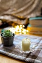 End of romance with burnt candle Royalty Free Stock Photo