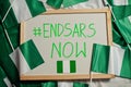 End SARS now. Inscription of nigerian protest slogan Royalty Free Stock Photo
