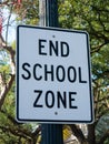 End School Zone sign  against a white background Royalty Free Stock Photo