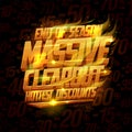 End of season massive clearout, hottest discounts vector banner mockup