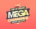 End of season mega clearance, massive discounts, advertising sale flyer template