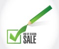 End of season sale, approval check mark message Royalty Free Stock Photo