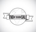 End of season sale, line globe ribbon message concept