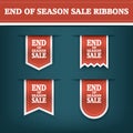 End season sale ribbon elements for online shopping and your products. E-shop icon bookmark with text.