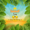 End of season summer sale banner with tropical leaves background Royalty Free Stock Photo