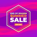 End of season summer sale Colorful abstract curve banner. Trend gradient. Fluid shapes composition.