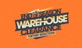 End of season warehouse clearance sale, further reductions sale web banner