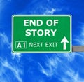 END OF STORY road sign against clear blue sky Royalty Free Stock Photo