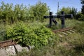 End of a stub track in Pavelets station of Ryazan region, Russia. Royalty Free Stock Photo