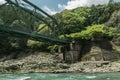 End of train bridge along Hozugawa River.