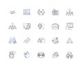 End-users line icons collection. Customers, Consumers, Users, Clients, Purchasers, Subscribers, Audiences vector and