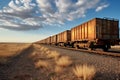 end view of a lengthy goods train