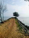 The end of the wave breaking pier at Kradenan Palang, Tuban, East Java