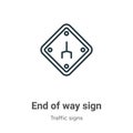 End of way sign outline vector icon. Thin line black end of way sign icon, flat vector simple element illustration from editable Royalty Free Stock Photo