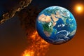 The end of the world when an asteroid approaches the earth Royalty Free Stock Photo