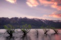 Glenorchy wharf wooden pier at sunset, South island of New Zealand Royalty Free Stock Photo