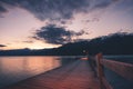 Glenorchy wharf wooden pier at sunset, South island of New Zealand Royalty Free Stock Photo