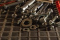 End wrenches lying on the working surface Royalty Free Stock Photo