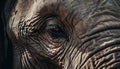 Endangered African elephant wrinkled portrait in nature generated by AI Royalty Free Stock Photo