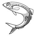 Endangered fish vector drawing in shades of gray. Handmade