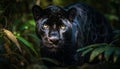 Endangered jaguar staring in tropical rainforest beauty generated by AI