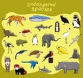 Endangered Species Animal Set Cartoon Vector Illustration Royalty Free Stock Photo