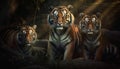 Endangered species staring aggression, animal themes hunter, animal wildlife portrait generated by AI