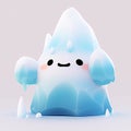 endearing anthropomorphic cartoon iceberg with a subtle smile and 3D design on an isolated background